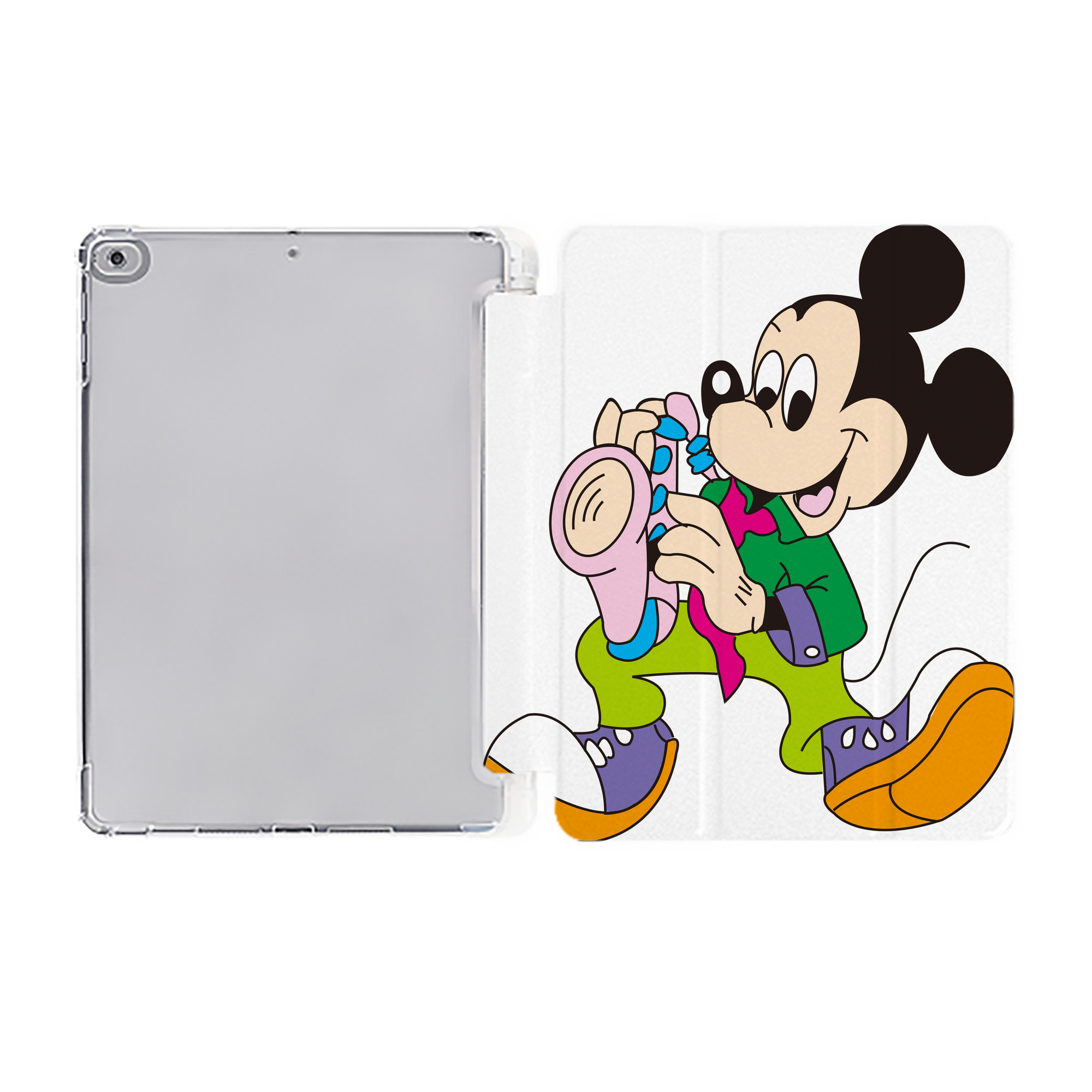 ミッキーマウス Mickey Mouse IPad ケース ペン収納付き 三つ折りスタンド PUレザー×シリコン 対応機種9.5/10.5/10.9インチ